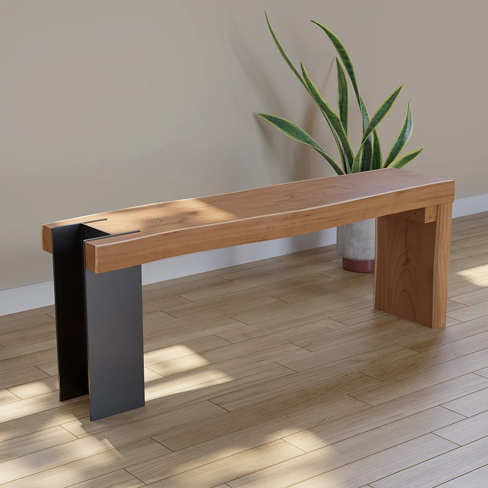 Tavira Natural Solid Wood Modern Bench
