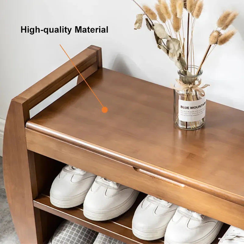 Upholstered Bench with Flip Top Storage Shoe Rack