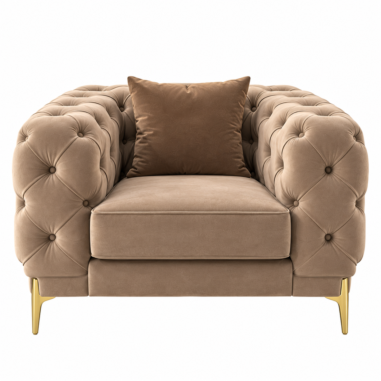 Classic Chesterfield-Style 6-Seater Sofa Set (3+2+1) with Gold Accent Legs | Customizable Size & Color