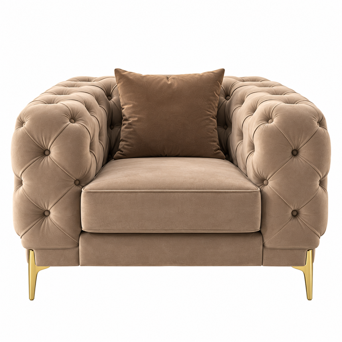 Classic Chesterfield-Style 6-Seater Sofa Set (3+2+1) with Gold Accent Legs | Customizable Size & Color