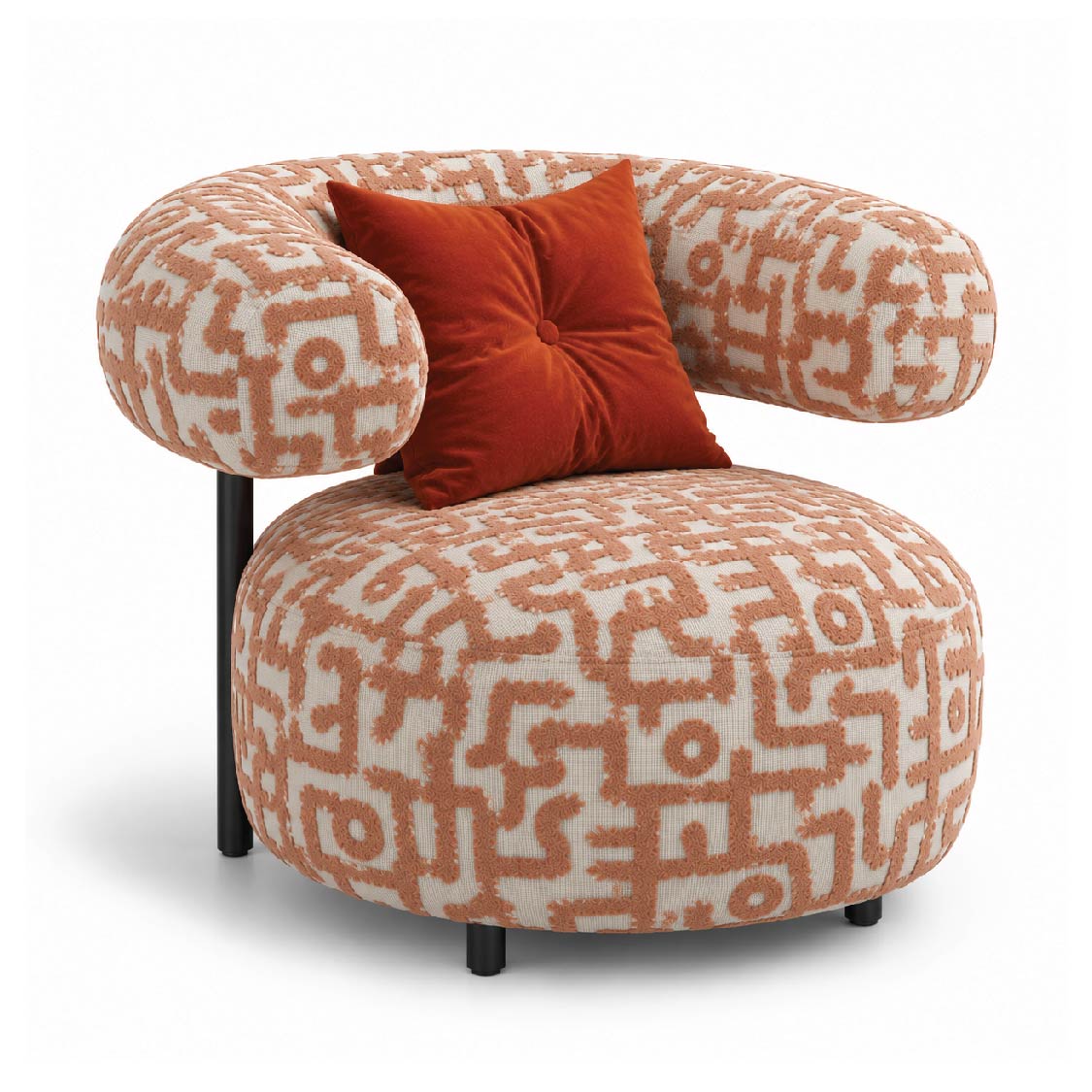 Patterned Accent Chair with Throw Pillow
