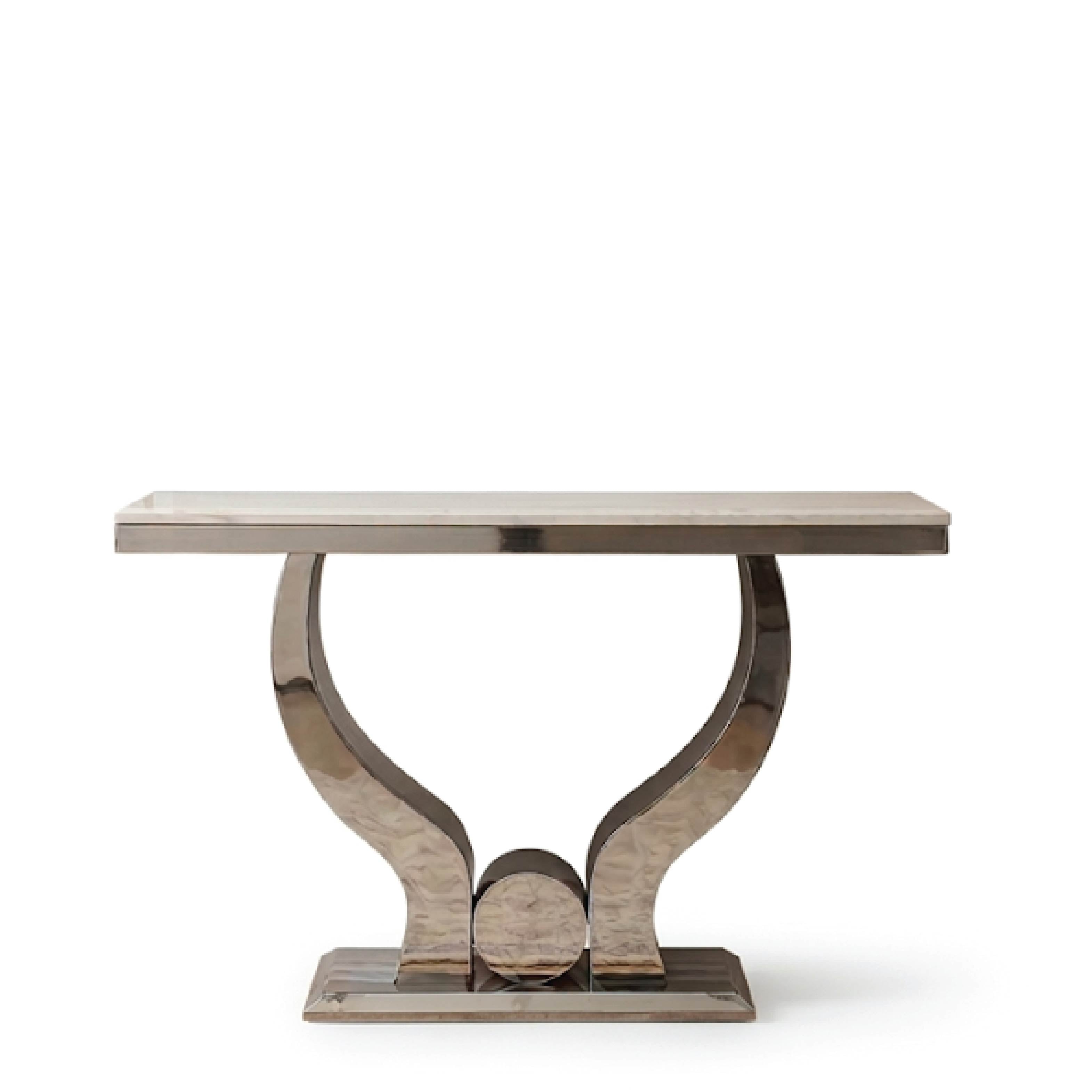 Luna Polished Stainless Steel Console Table