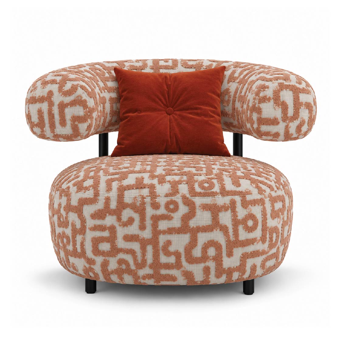 Patterned Accent Chair with Throw Pillow