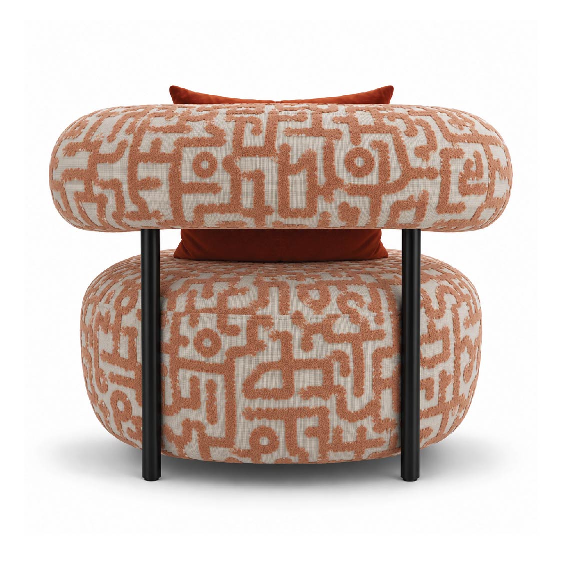 Patterned Accent Chair with Throw Pillow