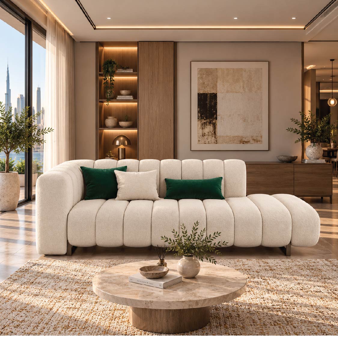 Channel-Tufted Right-Arm Chaise Lounge Sofa