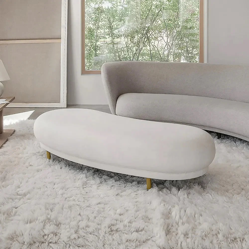 Velmora Curved Solid Wood Velvet Bench