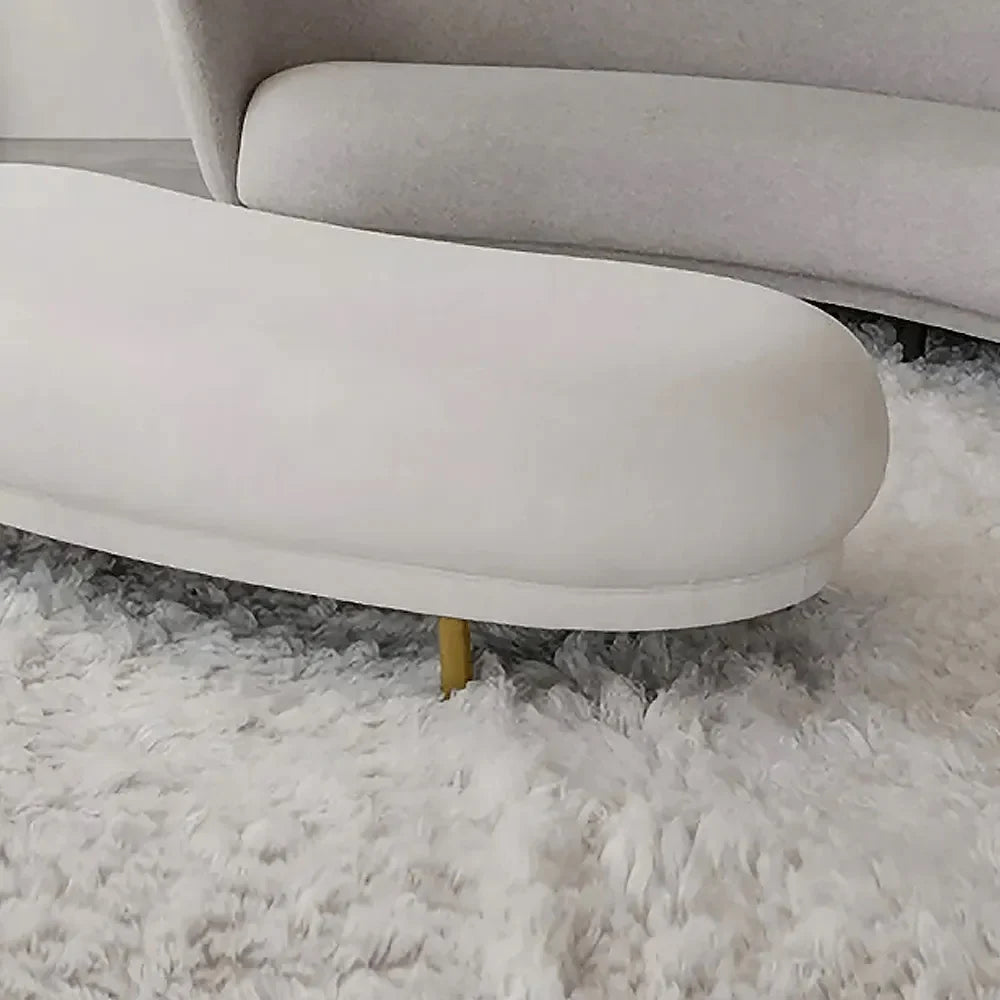 Velmora Curved Solid Wood Velvet Bench