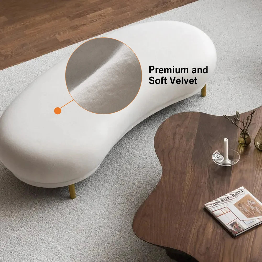 Velmora Curved Solid Wood Velvet Bench