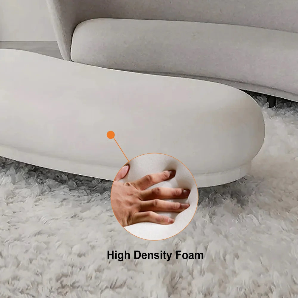 Velmora Curved Solid Wood Velvet Bench