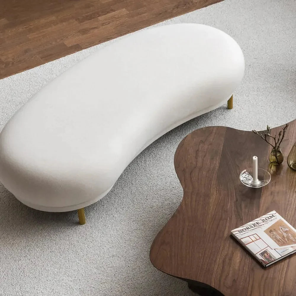 Velmora Curved Solid Wood Velvet Bench