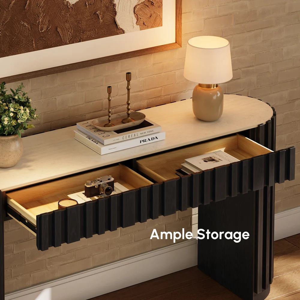 Virella Solid Wood Fluted Console Table