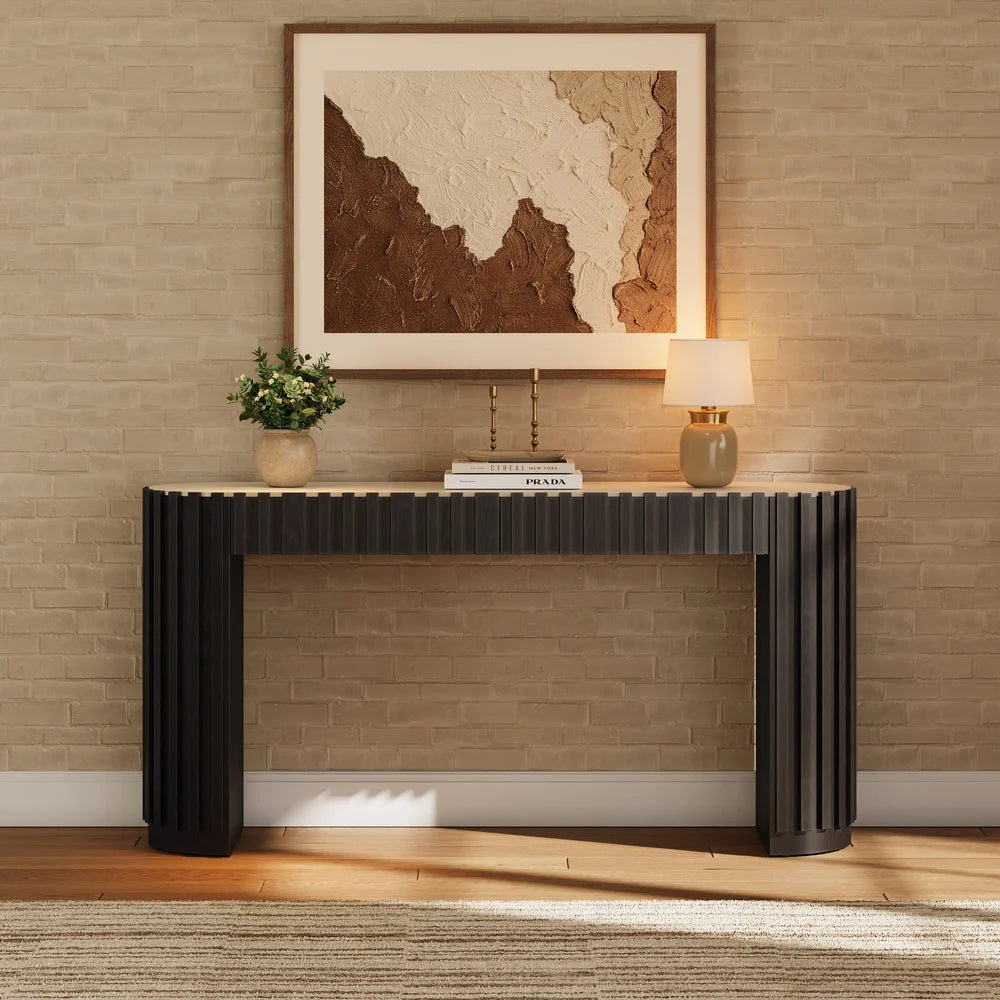 Virella Solid Wood Fluted Console Table