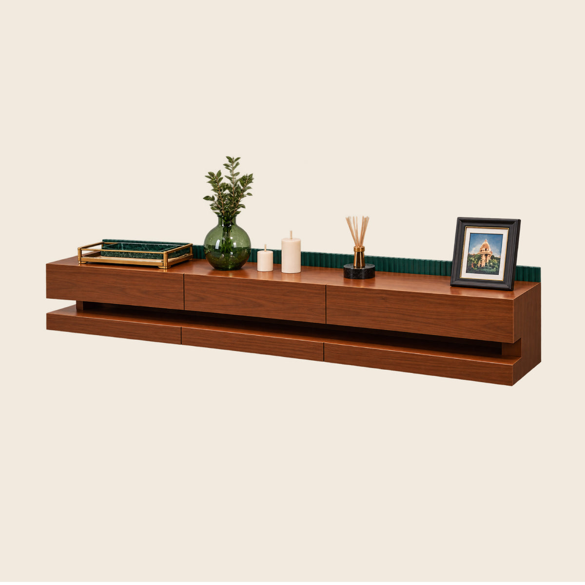 Pan Gulf Luxury Studio Apartment Bedroom Set with Integrated TV Console & Wardrobe