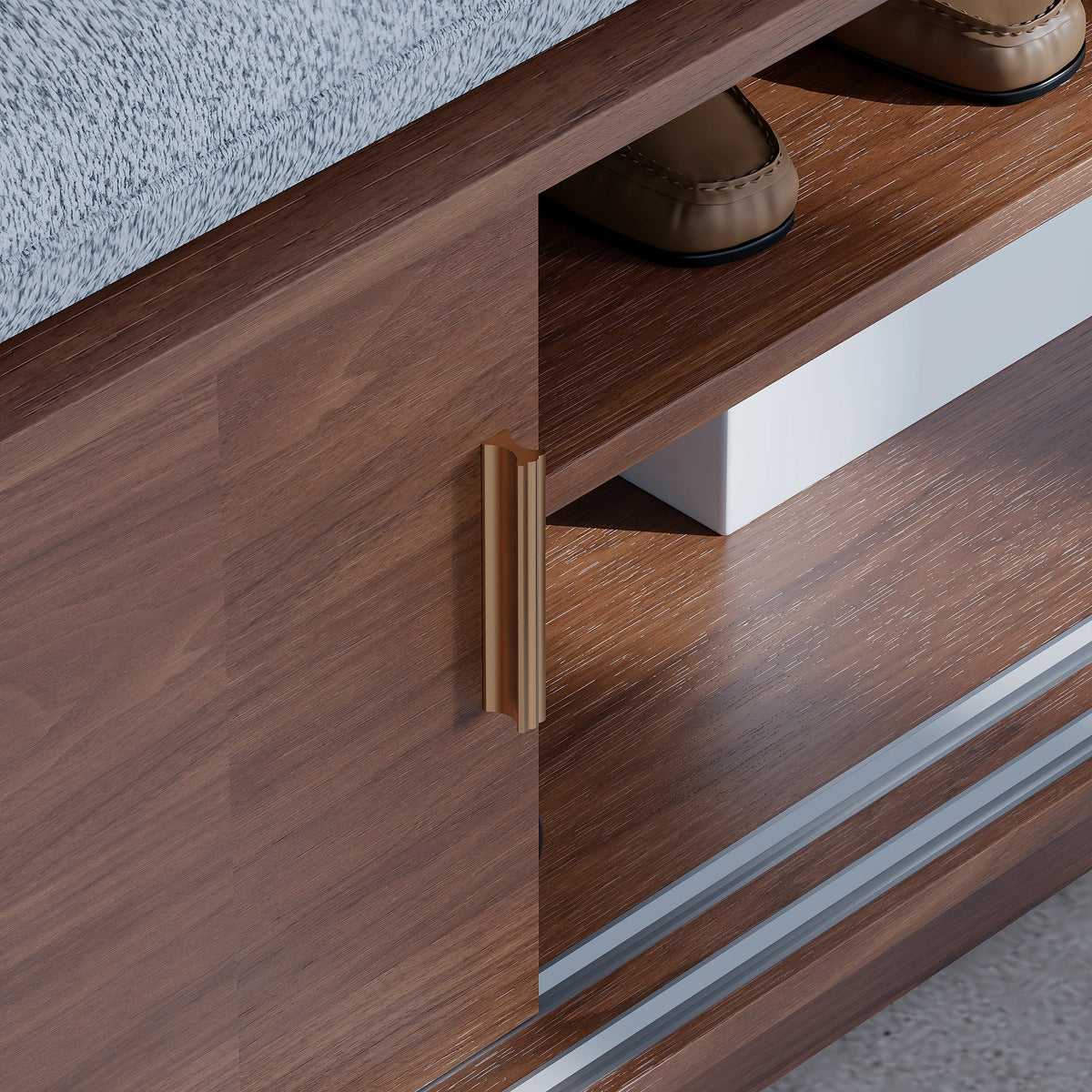 Weston Walnut Shoe Rack Bench