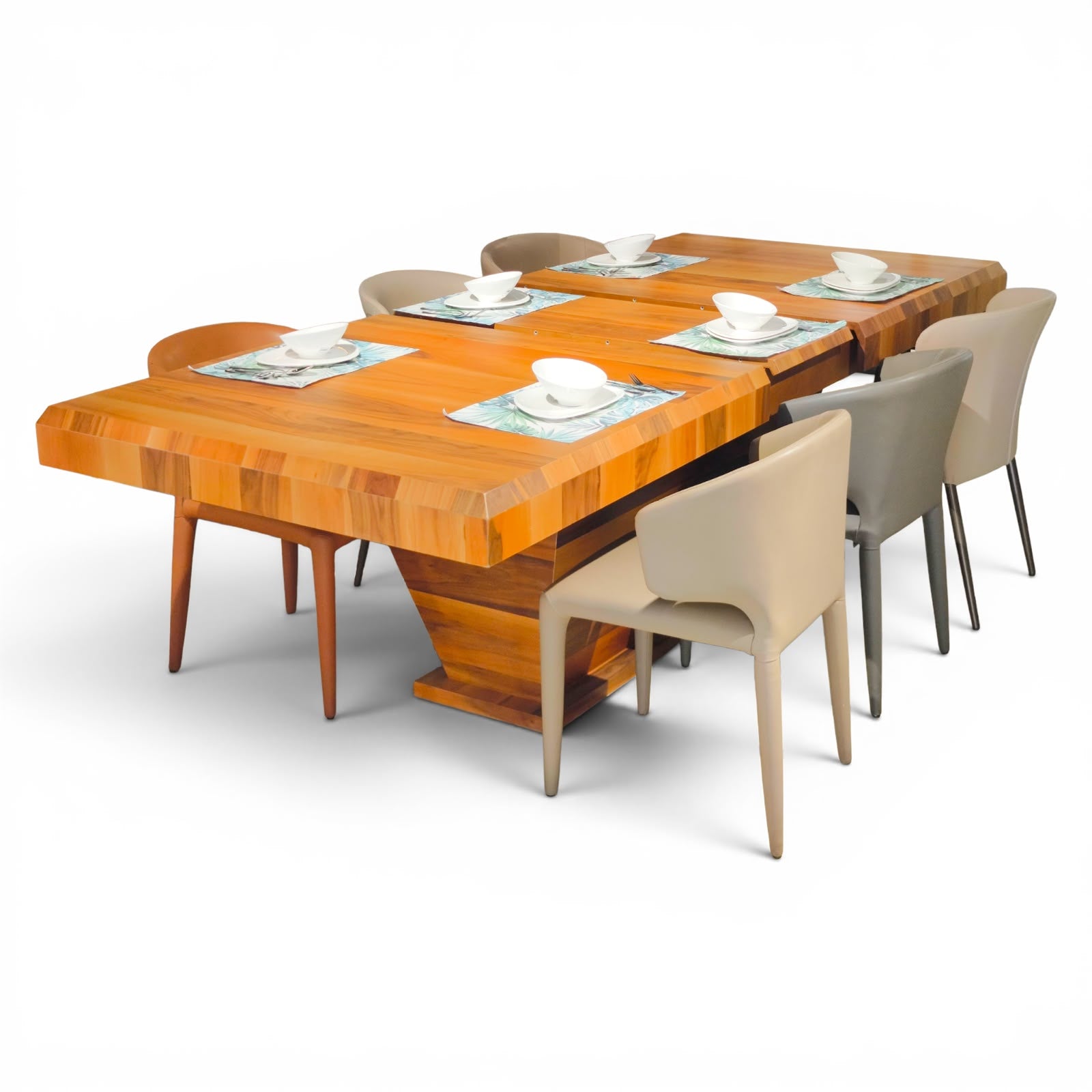 Contemporary Solid Wood Dining Set – Natural Elegance with 6 chairs