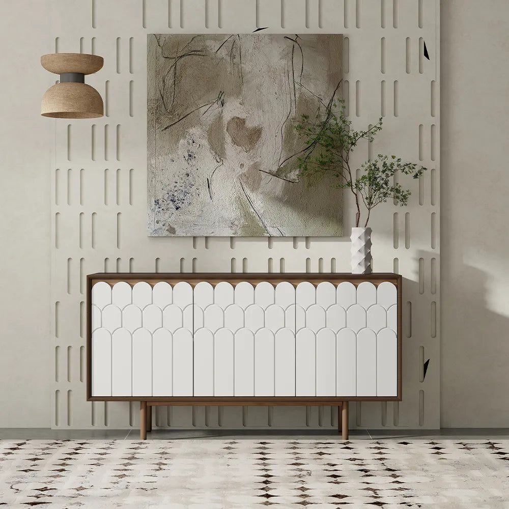 United Whitehouse White Sideboard 3 Door Cabinet