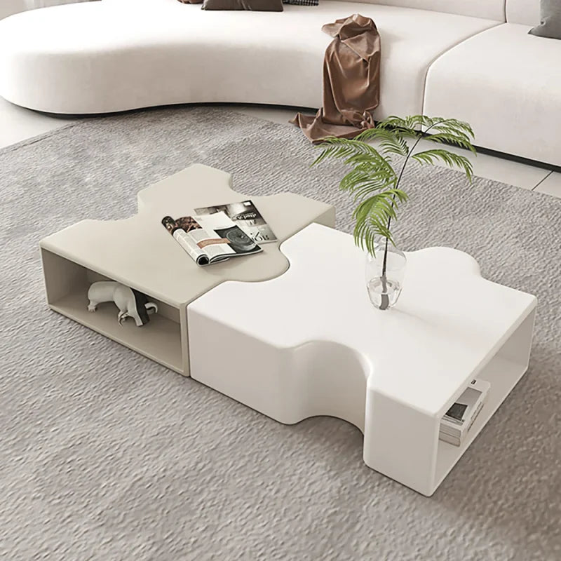 White Shaped Modular Coffee Table