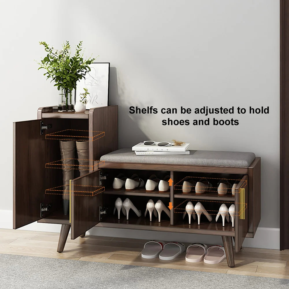 Willow Black Walnut Shoe Rack Bench