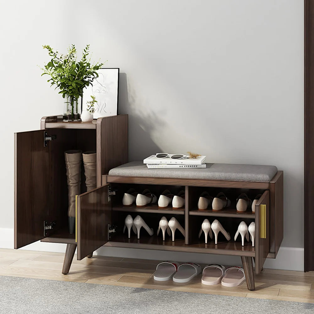 Willow Black Walnut Shoe Rack Bench