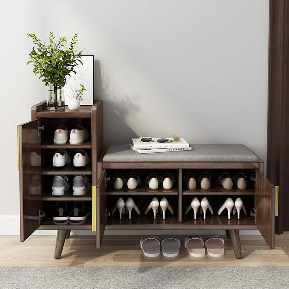 Willow Black Walnut Shoe Rack Bench