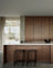 Dark Oak Architectural Kitchen Minimalist Kitchen with Rich Wood & Concrete