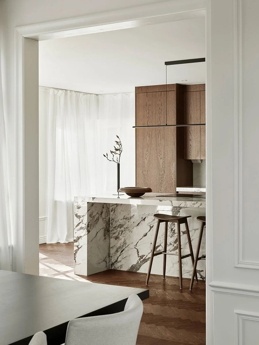 Dark Oak & Stone Kitchen Elegant  with Rich Oak & Natural Stone