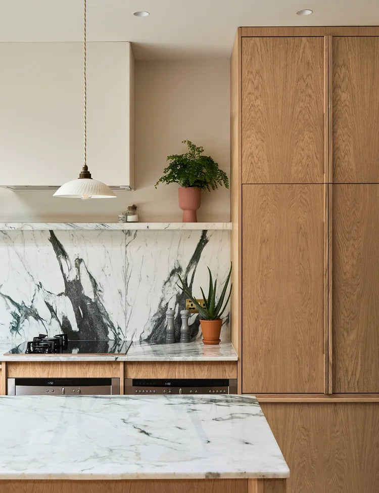 Contemporary Light Oak Scandinavian Kitchen with Natural Wood Finishes