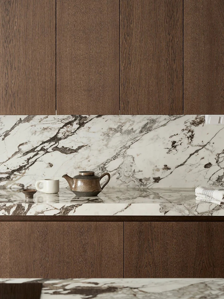 Dark Oak & Stone Kitchen Elegant  with Rich Oak & Natural Stone