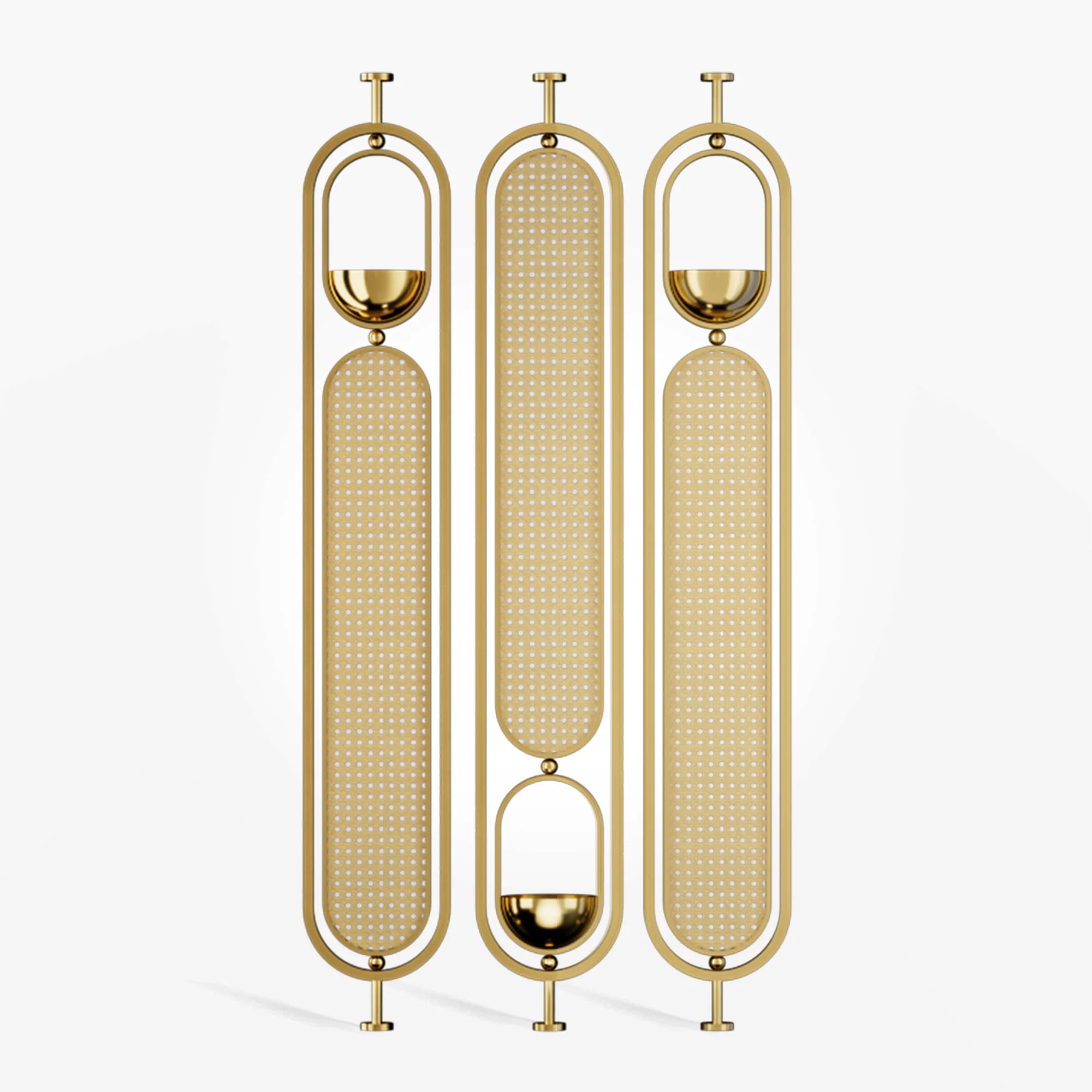 Harce Stainless Steel Frame Rattan Webbing Glass Panel | One Piece Partition