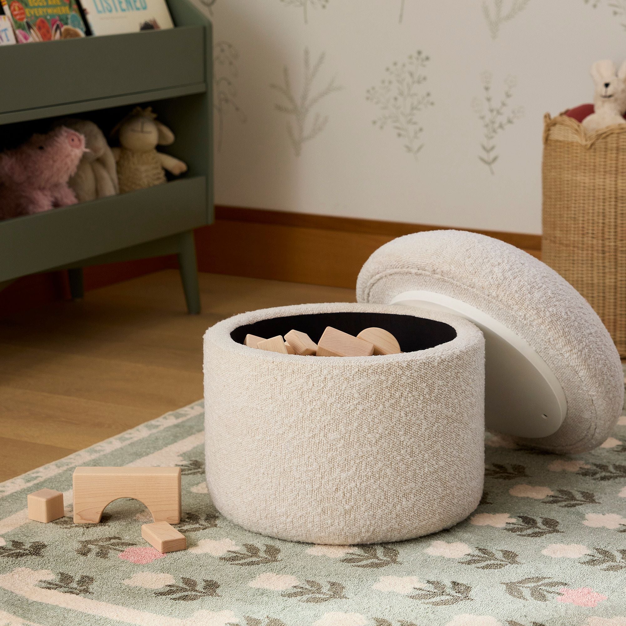 Cream Bouclé Storage Ottoman
