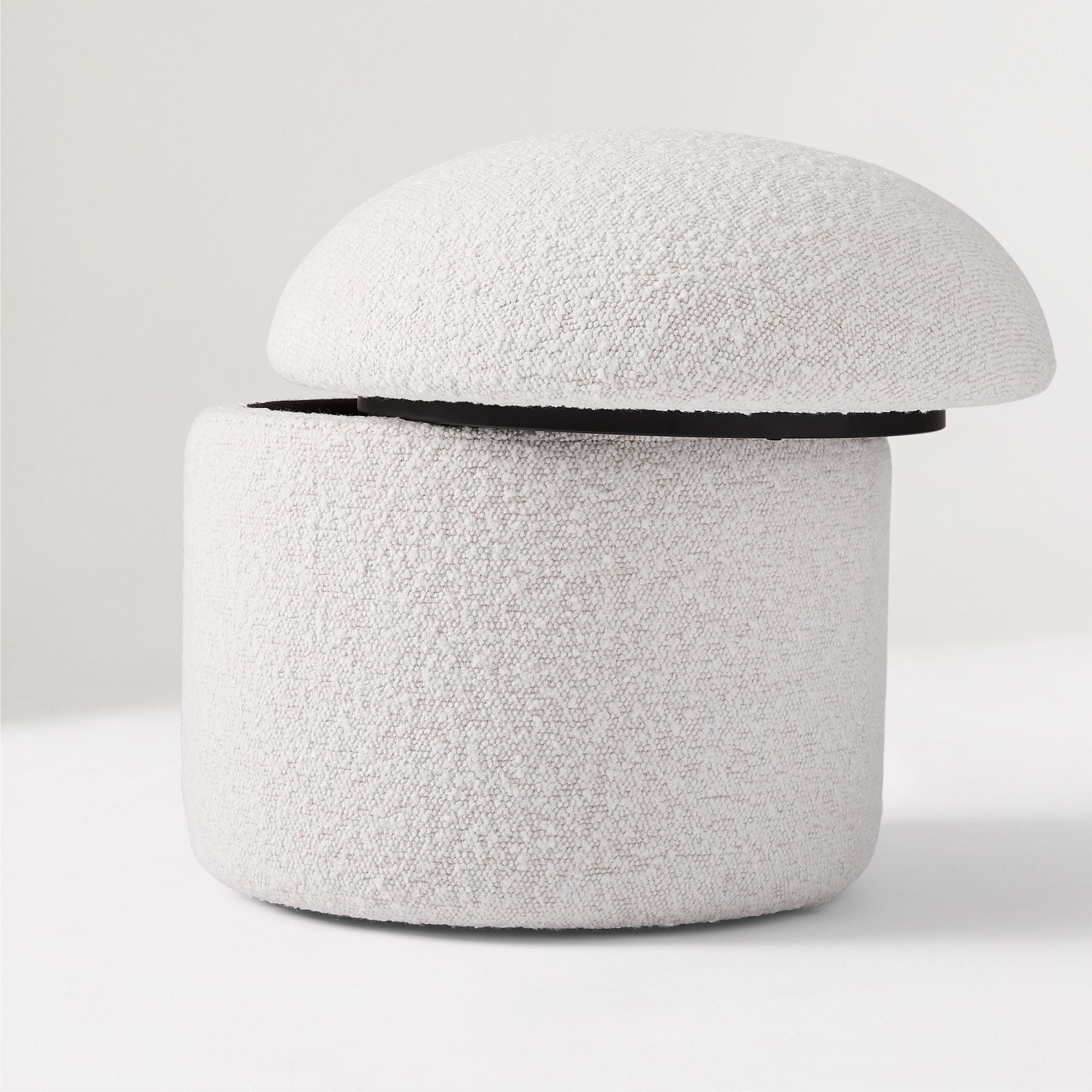 Cream Bouclé Storage Ottoman