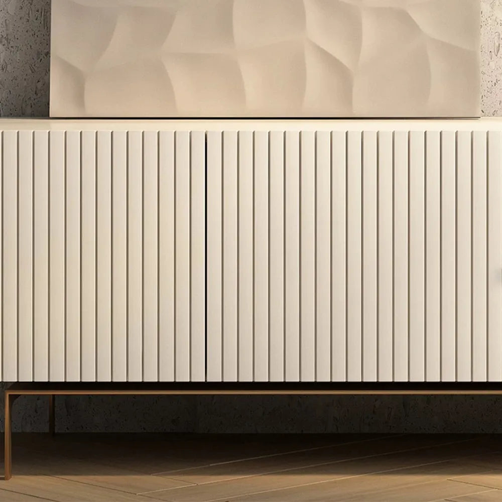 Korel Beige Fluted TV Stand