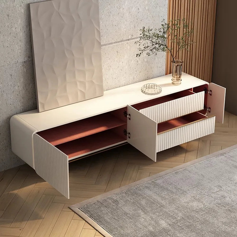 Korel Beige Fluted TV Stand