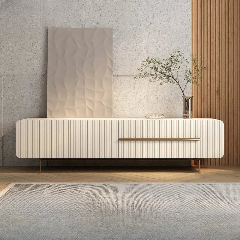 Korel Beige Fluted TV Stand