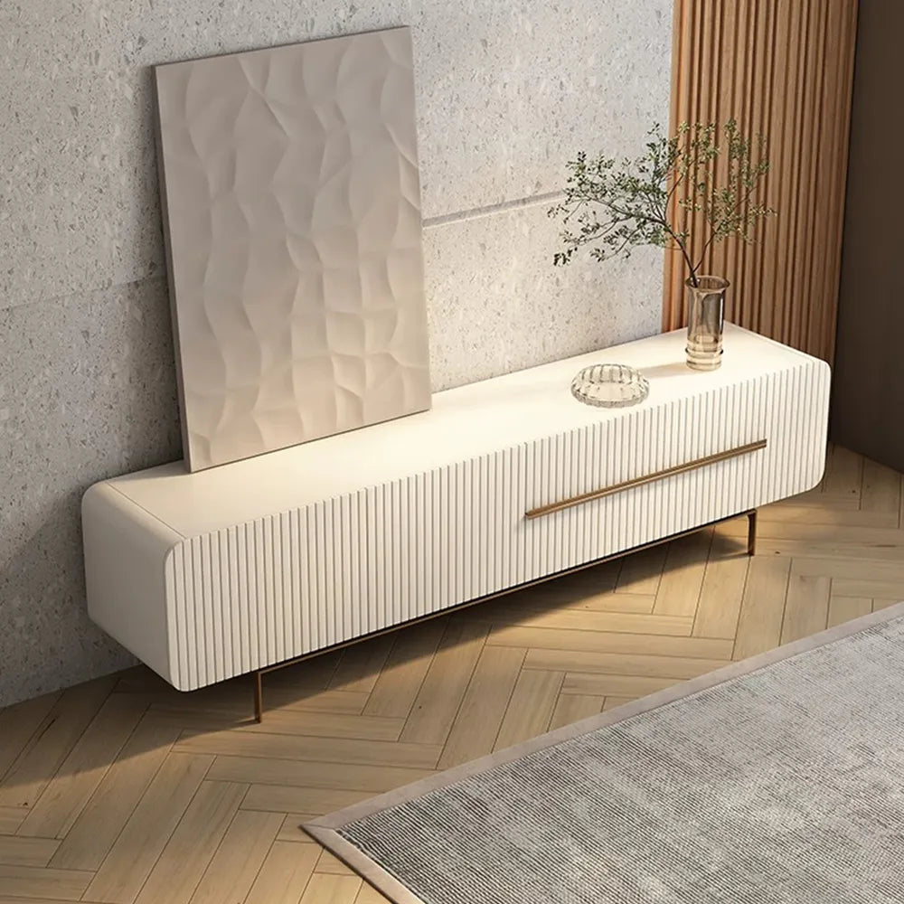 Korel Beige Fluted TV Stand