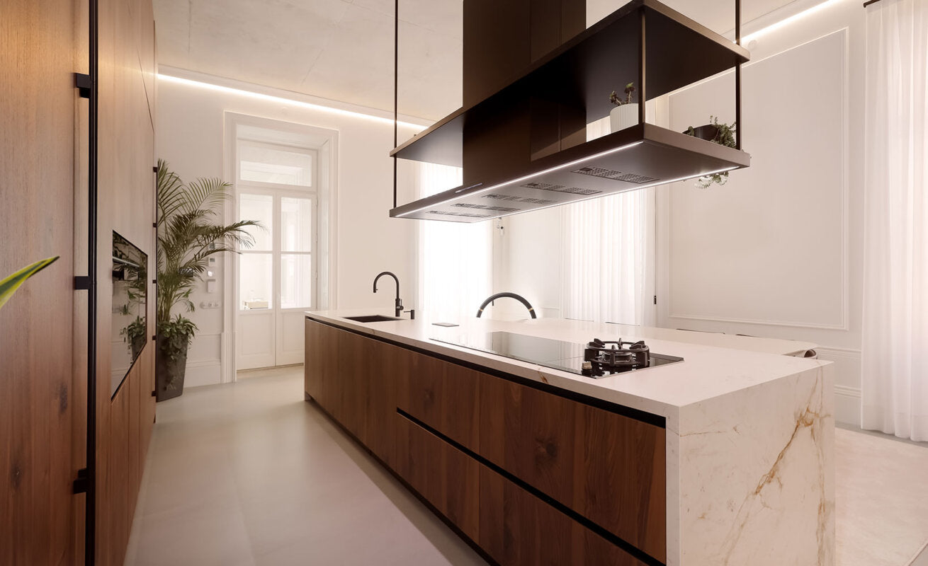 Modern Marble Island Kitchen
