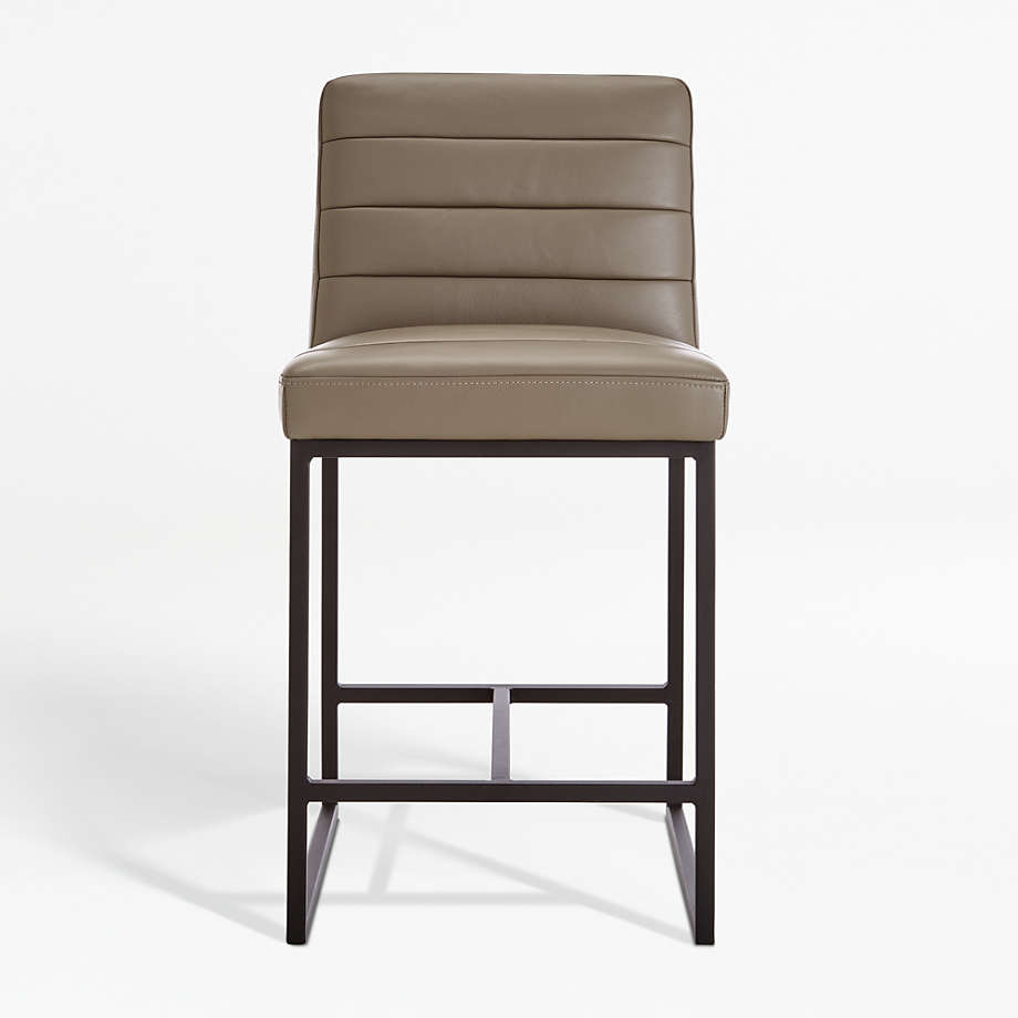 Grey Leather Counter Stool