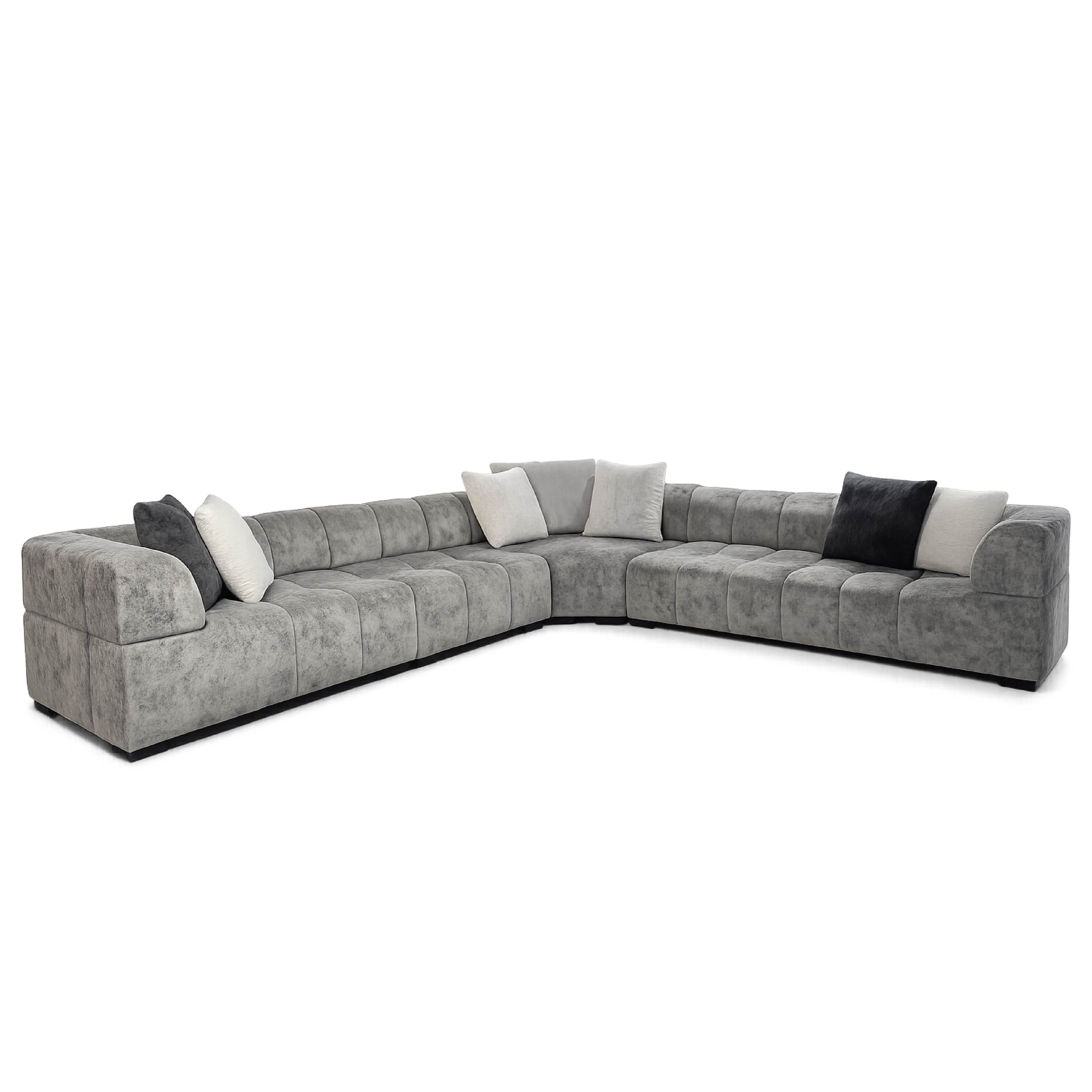 Modern L‑Shaped Grey Sectional Sofa