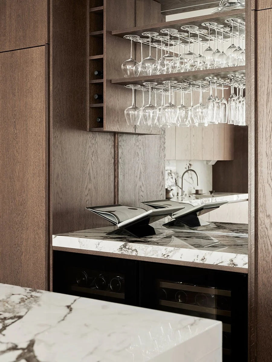 Dark Oak & Stone Kitchen Elegant  with Rich Oak & Natural Stone