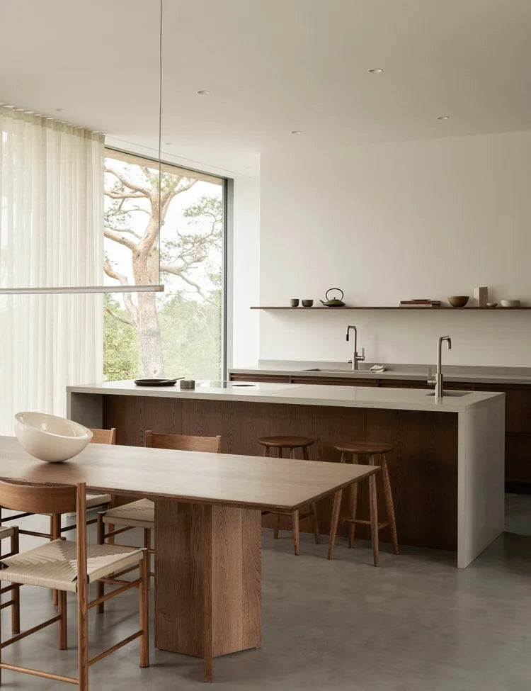Dark Oak & Concrete Modern Scandinavian Kitchen with Natural Materials