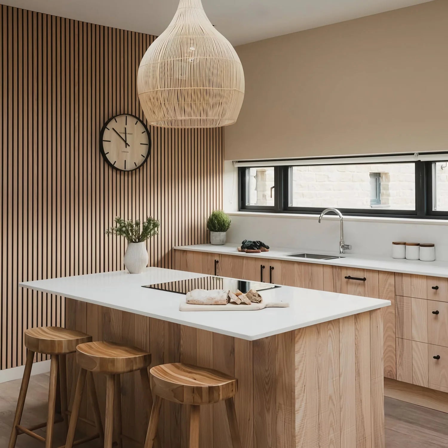 Natural Oak Slatted Wall Panel