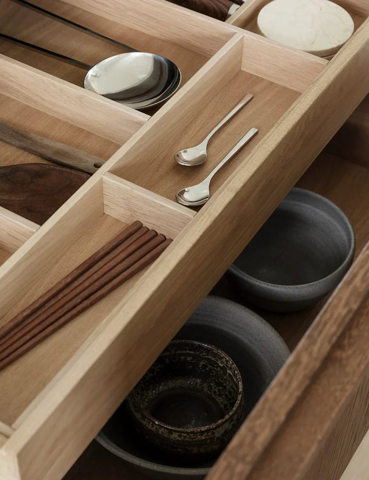 Minimalist timber kitchen with dark oak cabinetry