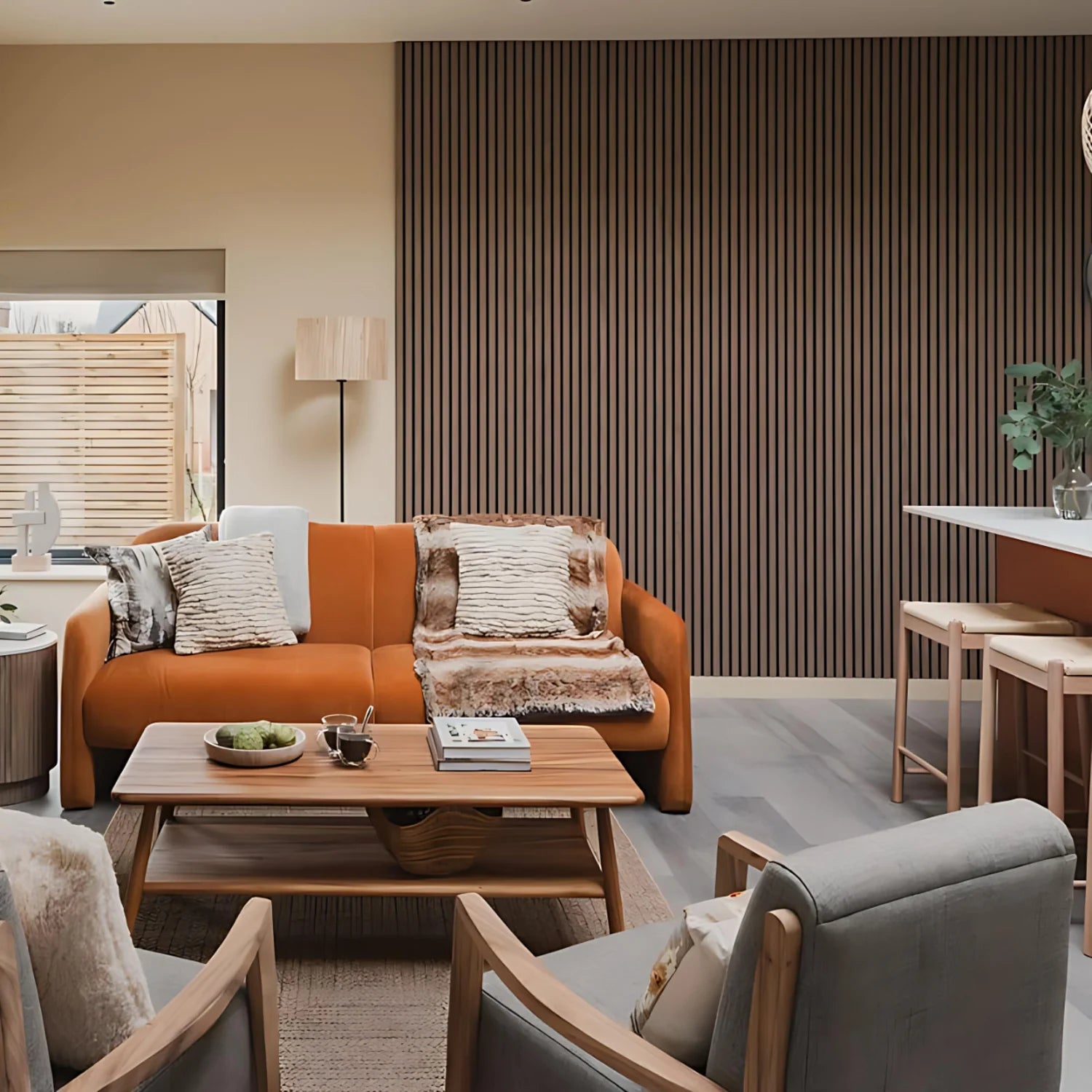 Walnut Slatted Wall Panel