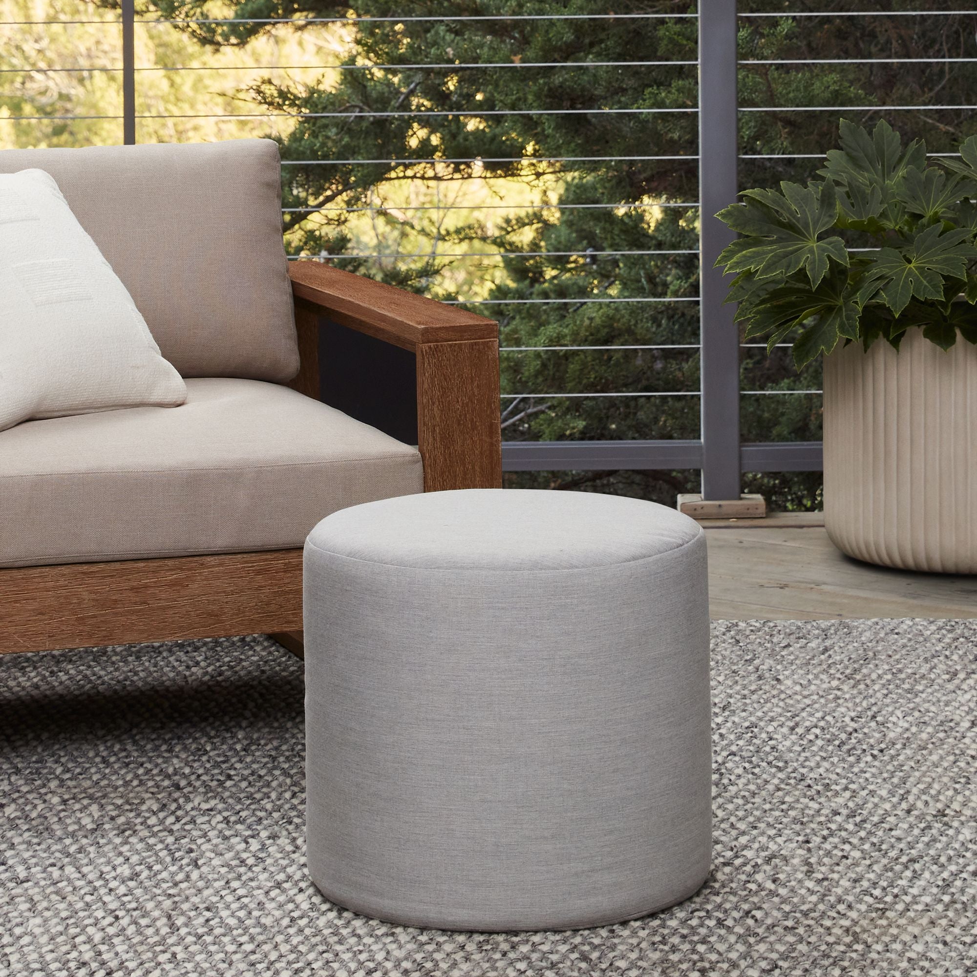 Canvas Round Pouf