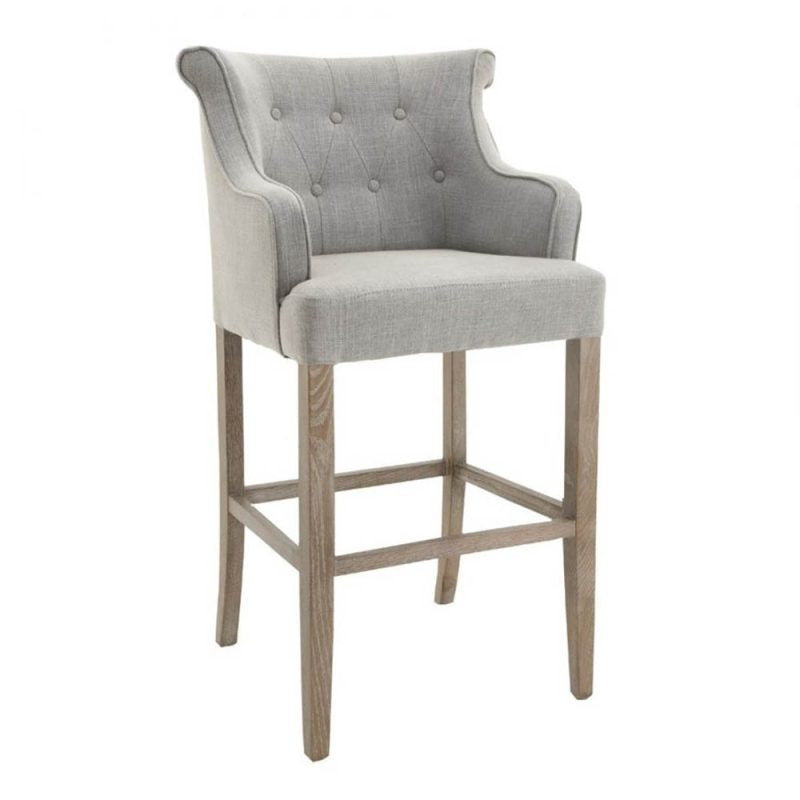 New Upholstered Barstool with Matte Light Wooden Legs