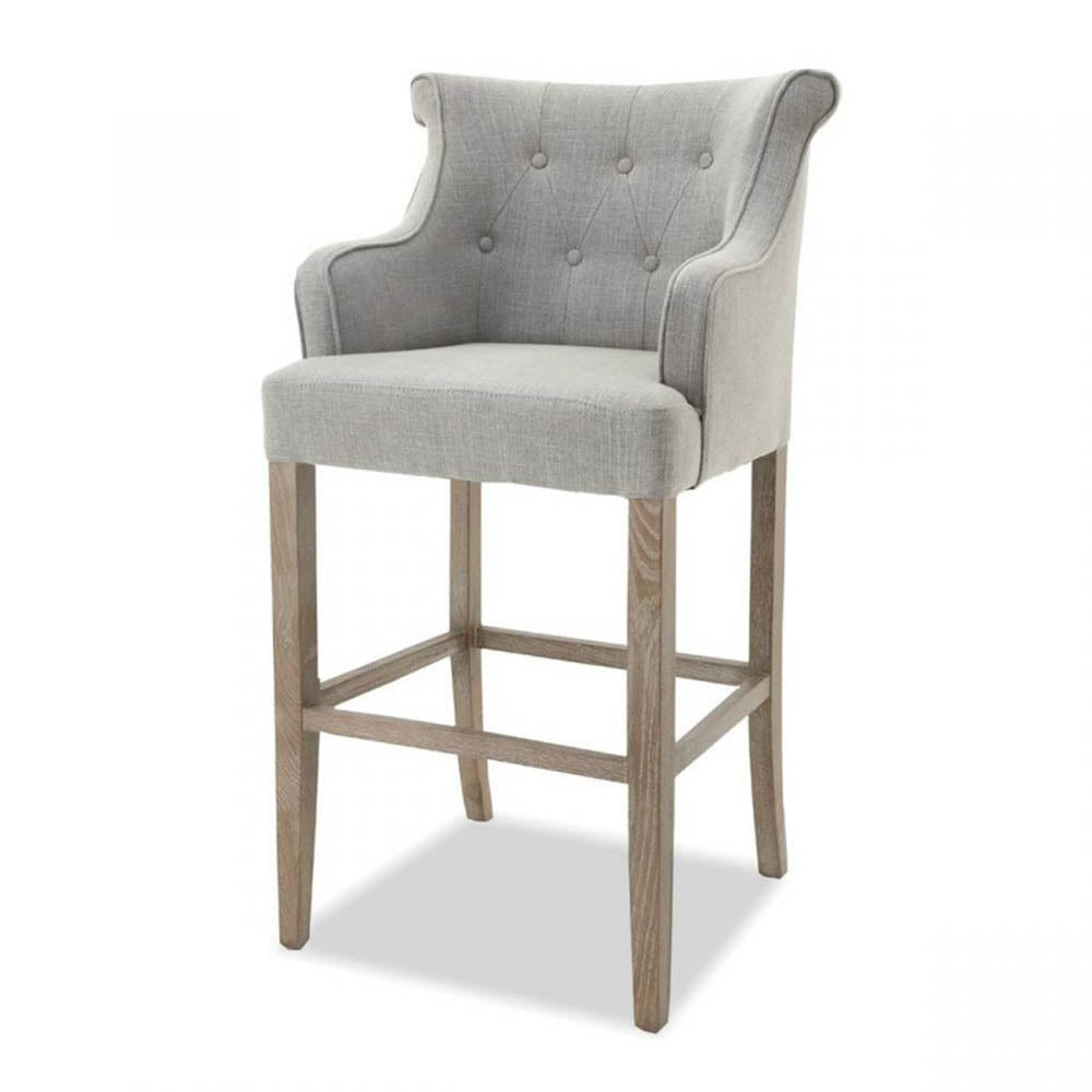 New Upholstered Barstool with Matte Light Wooden Legs