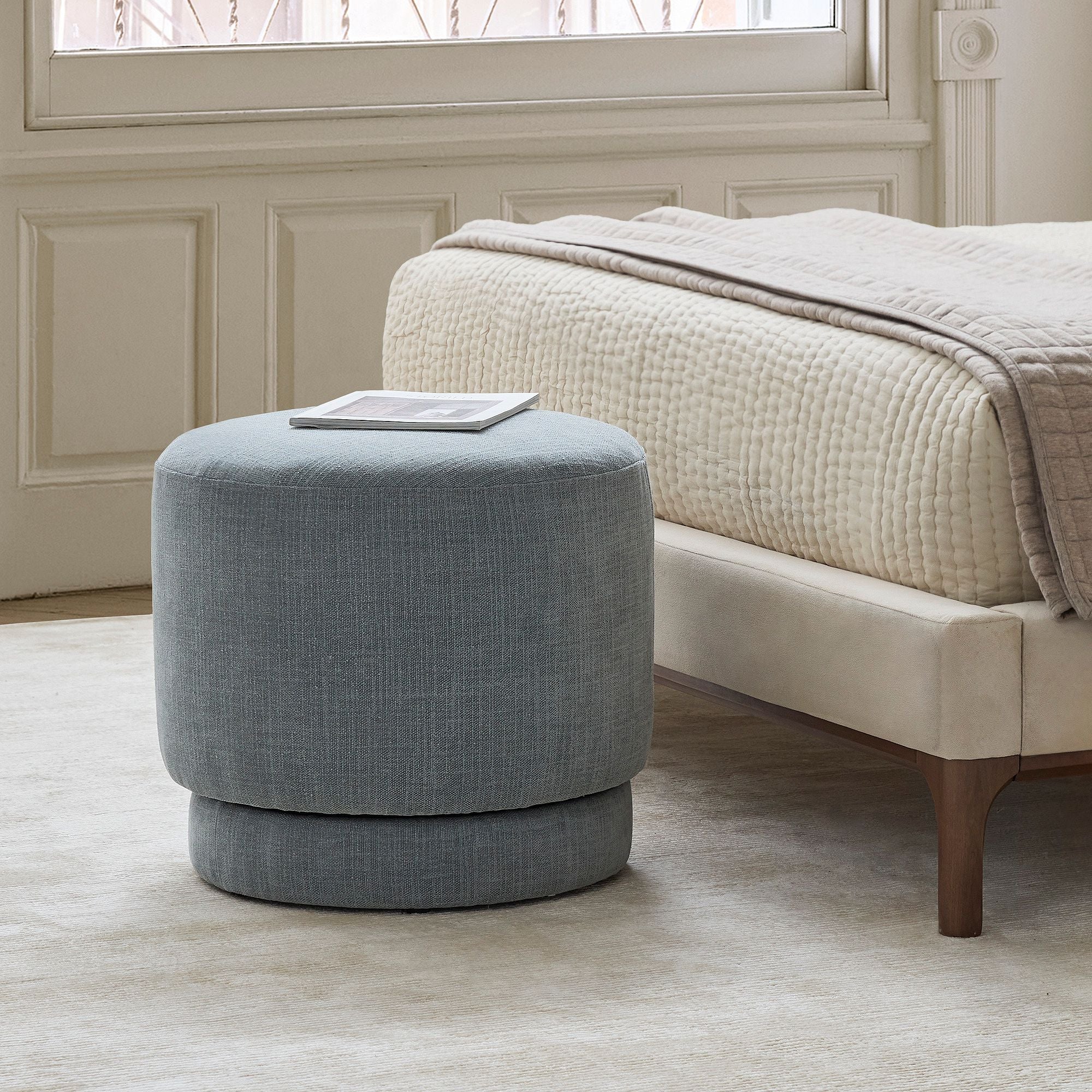 Beige Velvet Ottoman