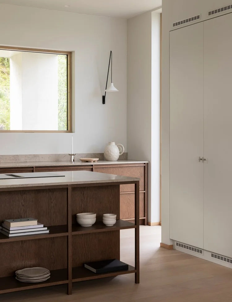 Minimalist timber kitchen with dark oak cabinetry