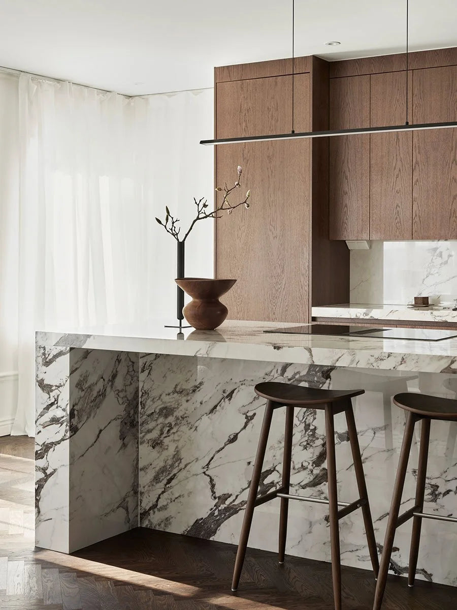 Dark Oak & Stone Kitchen Elegant  with Rich Oak & Natural Stone